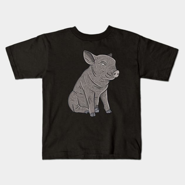 Dark Pig Kids T-Shirt by bayraktaremre2